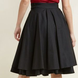 Black midi flare skirt